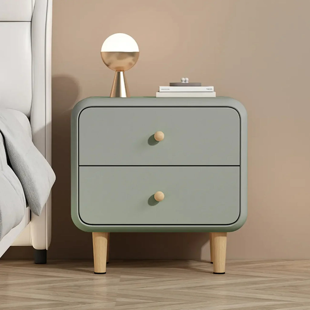 Modern Small Wood 2 Drawer Nightstand with Legs