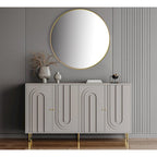 60-in Modern Blue/ Grey Lacquered 4 Door Wooden Sideboard Buffet Server Accent Storage Cabinet