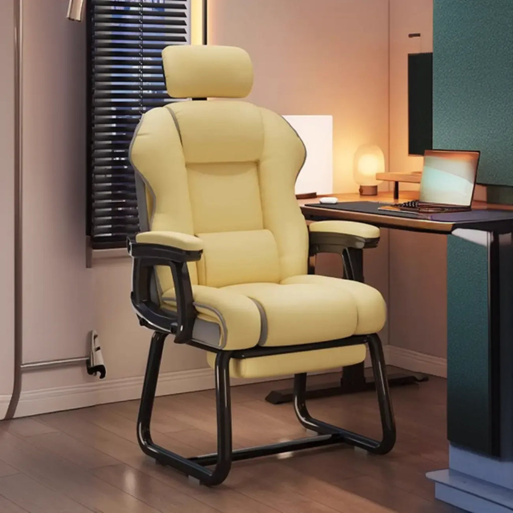 Yellow High-Back Leather Ergonomic Executive Chair