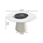 53 Round Dining Table for 6 with Sintered Stone Tabletop and Lazy Susan