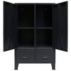 vidaXL Wardrobe Black Sheet Metal Medium Adjustable Shelves