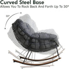 Giant Patio Rocking Chair, Indoor Outdoor Egg Freestyle Chair with Cushion Upholstered Modern Lounge Chair for, Garden, Backyard