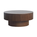 Modern Solid Wood Veneered Round Coffee Tea Table with Storage
