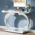 Silver Console Table, 39 Mirror Entryway Table for Entrance