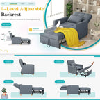 AECOJOY 3 in 1 Sleeper Sofa Chair w/ Pillow &Convertible Backrest