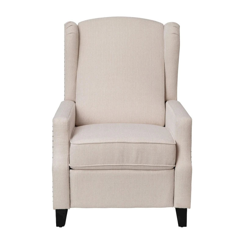 Push Back Wing Back Pocket Spring Recliner with Side Accent Nail Trim