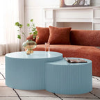 Modern Glam Round End Nesting Coffee Table Set for Living Room (Set of 2) No Assembled