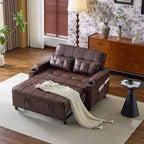 Upholstered Cats Claw Leather Convertible Reclining Sleeper Sofa Bed With Cushions For Small Spaces