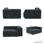 Large Modular Sectional Sofa Corduroy Upholstery U-Shaped 4 Seater with 2 Ottoman and 5 Pillows
