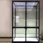 Contemporary Rectangular Black Glass Curio Cabinet
