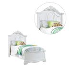 Wooden Bed with Arched Headboard in White Finish