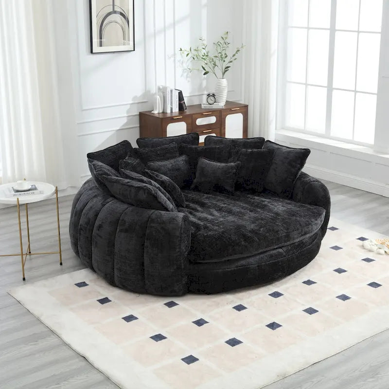 Comfortable Oversized Double Loaf High Back Round Sofa Bed with Armrests