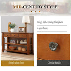Modern Solid Pine Wood Top Console Table with 3 Drawers and 2 Shelves