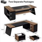 Lantine Modern 78 L-Shaped Executive Desk with Drawers and Lateral File Cabinet