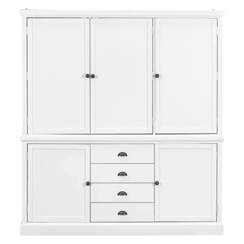 Whisen 73 Freestanding Wooden Kitchen Pantry Cabinet with Drawers and Adjustable Shelves for Storage and Organization in Dining Room or Kitchen