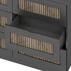 Rustic Farmhouse Style Wooden Dresser with 6 Drawers, Storage Cabinet for Bedroom with Metal Handles