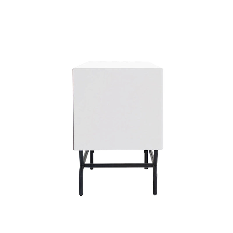 DH BASIC Modern 60-inch 3-Drawer Media Cabinet TV Stand with Cable Hole by Denhour
