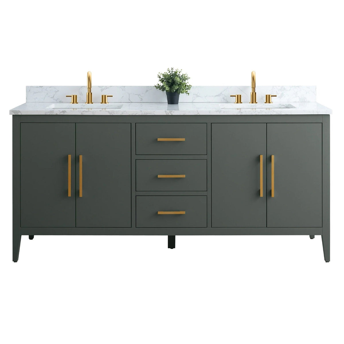 Vanity Art 72 Double Sink Bathroom Vanity Cabinet with Engineered Marble Top