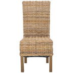 Set of 2 Natural Wicker Dining Chairs 19W x 22D x 41H, Boho Coastal Style