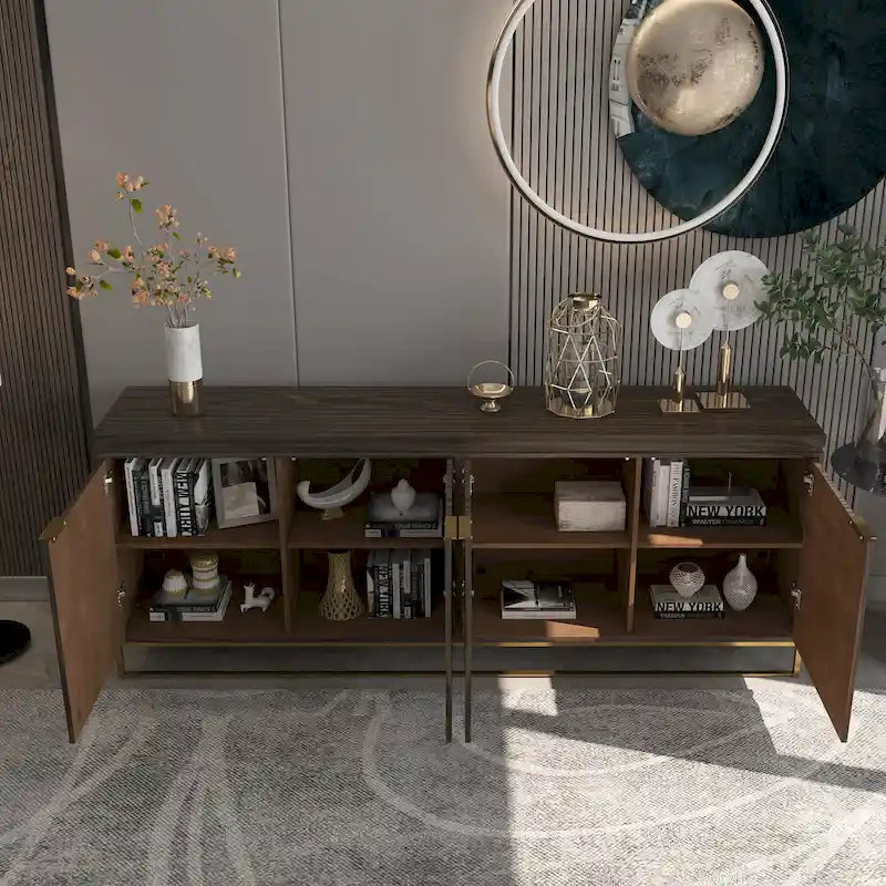 Clihome Furniture Wood 4-Door Accent Cabinet