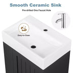 Bathroom Vanity with Ceramic Sink, MDF Storage Drawer, Side Shelf & Golden Handle