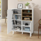 Multifunctional Storage cabinet with door, modern sideboard cabinet, wooden storage cabinet, leather handle drawer cabinet