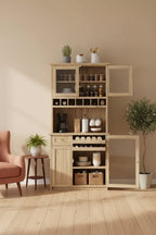 75 Tall Kitchen Pantry Cabinet with Glass Doors