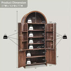 71 Tall Arched Kitchen Pantry, Modern Storage Cabinet with 3 Adjustable Shelves, 6 Door Shelves, for Kitchen, Living Room