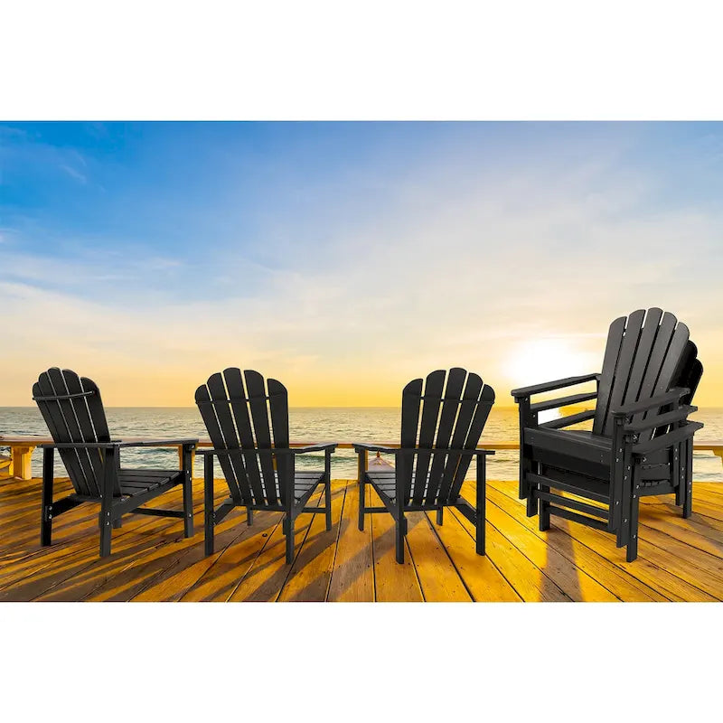 Vrakae 6 Pcs Patio HDPE All-Weather Stacking Adirondack Chair