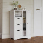 RiverRidge Ashland Single Door Bathroom and Laundry Storage Cabinet with 3 Drawers, Open and Adjustable Shelf