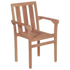 vidaXL Set of 8 Teak Wood Stackable Patio Chairs with Gray Cushions - Durable Garden/Outdoor Seating
