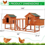 AECOJOY 144 Large Chicken Coop w/ Run Wooden Hutch Poultry Cage House
