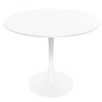 LeisureMod Bristol 5-Piece Dining Set Round Dining Table, 4 Plastic Dining Chairs White Legs